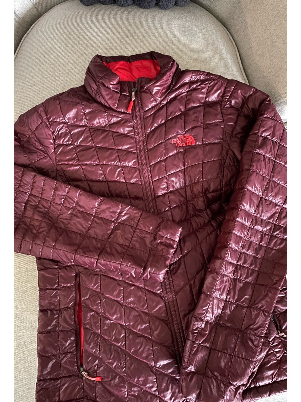 The North Face Women's Quilted Burgundy Puffer Jacket